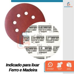Kit 10 Disco de Lixa Velcro Vermelho Pluma 8 Furos 180mm Grão 220 - Starfer - 5
