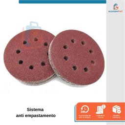Kit 10 Disco de Lixa Velcro Vermelho Pluma 8 Furos 180mm Grão 220 - Starfer - 3