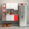 Kit Armário de Cozinha Suspensa Branco Vermelho Carolina 197x136 Cm MDP 0591 - PRIME - 1