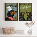 Ver imagem 1 de Kit 2 Quadros Cozinha Cão Dachshund 24x18cm - com Vidro:madeira Branca
