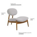 Ver imagem 3 de Poltrona Decorativa Yves Base Madeira Castanho Cinza Claro - Nexta Casa