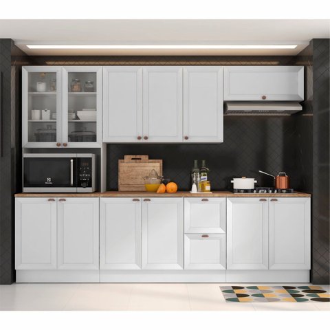 Cozinha Completa Modulada 12 Portas 2 Gavetas 1 Nicho para Forno Poliman Móveis Branco