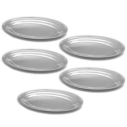 5 Travessas de Inox Pequenas 21cm Oval Rasas Restaurante Salada Petiscos Aperitivos Bar - 1