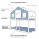 Ver imagem 4 de Beliche Montessoriano Casinha Dos Sonhos Madeira Maciça Branco/ Azul Housin