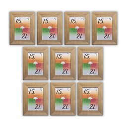 Porta-retratos Kit 10 Quadros Molduras Borda 4cm com Vidro - Moldura Larga Madeira Clara - 1