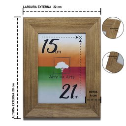 Porta-retratos Kit 10 Quadros Molduras Borda 4cm com Vidro - Moldura Larga Madeira Clara - 5
