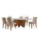 Ver imagem 2 de Sala de Jantar Mesa Evora 180 Mdf Canto Reto com 6 Cadeiras Grecia Rufato