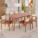 Ver imagem 1 de Sala de Jantar Mesa 160x76cm Tampo Laminado com 6 Cadeiras em Couríssimo Ceci Yescasa Marrom