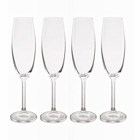 Conjunto de Taças de Champanhe de Cristal Bohemia Gastro Colibri Cristal 4 Peças 220/4s032-4pç