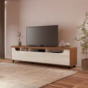 Ver imagem 5 de Rack para TV até 75 Polegadas MDF 200cm Tampo Engrossurado Mercury Marrom Cinamomo/Off White