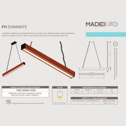 Luminária Pendente Horizontal Diamante Corrente - 6