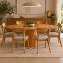 Ver imagem 1 de Conjunto Sala de Jantar Mesa Oval Genebra 140cm e 6 Cadeiras Rafa Nozes / Cinza