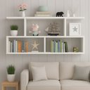 Ver imagem 3 de Nicho Decorativo Organizador de Livros 90cm Mdf Sala Quarto Branco Branco