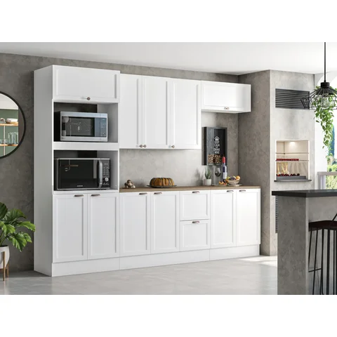 Cozinha Completo Modulado 11 Portas 2 Gavetas 2 Nichos para Forno Unna Yescasa Branco