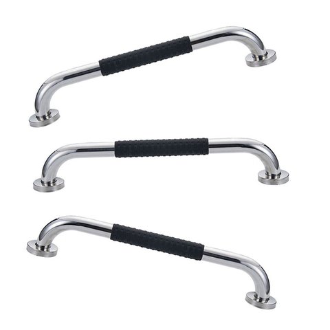 Barra de Apoio 30cm Inox Superficie Antiderrapante Kit 3 unidades Gestante Idoso Cadeirante Criança 