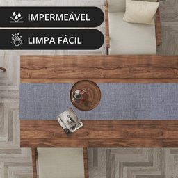 1 Caminho Trilho Mesa Impermeável PVC Nápoli Cinza 42x140 - 3
