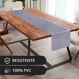 1 Caminho Trilho Mesa Impermeável PVC Nápoli Cinza 42x140 - 2