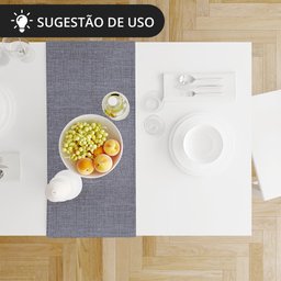 1 Caminho Trilho Mesa Impermeável PVC Nápoli Cinza 42x140 - 6