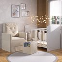 Ver imagem 1 de Berço Com Poltrona De Amamentação E Puff Ana Lívia Mp4075 Branco/Bege Branco/Bege