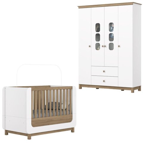 Berco Mini Cama e Guarda Roupa 4 P 2 G Aconchego Branco Jequitiba Hp Henn