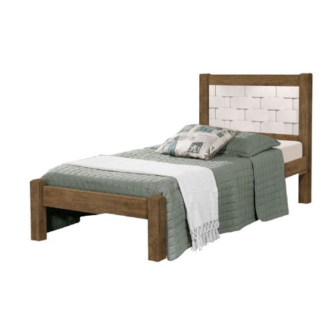 Cama Solteiro Laila 100% MDF Jequitibá/ Off White J&A Móveis