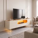 Ver imagem 1 de Rack para Tvs de 84 Polegadas com LED 100% MDF 209,5cm Branco Off White/Naturale Nobre