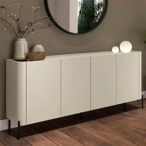 Buffet Mdf com Gaveta e Porta Lisa L180 X A81,5cm Luna/preto F831l