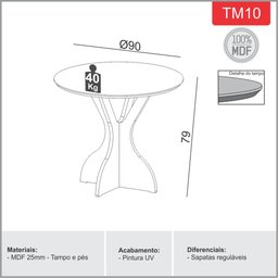 Mesa Redonda Mdf 90cm 4 Lugares Tm10 Dalla Costa Off White/carvalho - 2