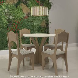 Mesa Redonda Mdf 90cm 4 Lugares Tm10 Dalla Costa Off White/carvalho - 3
