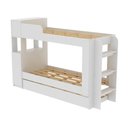 Ver imagem 1 de Treliche com Cama Auxiliar Adulto Baú Superior Escadas Armário 1 Porta Prateleiras Internas Branco