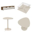 Ver imagem 2 de Conjunto 4 Peças Sala Estar Apoio Bel Alta Mesa de Centro Clear e Rack Mercury Bege Cinamomo/Off White