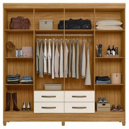 Guarda Roupa Casal 8 Portas 4 Gavetas Freijo / Cinza Florida Moval - 2