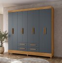 Ver imagem 1 de Guarda Roupa Casal 8 Portas 4 Gavetas Freijo / Cinza Florida Moval