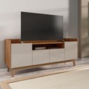 Ver imagem 2 de Rack Sala Adria para TV até 60 Polegadas c/ Pés de Madeira Off White/Cedro
