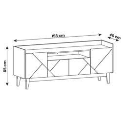 Rack Sala Adria para TV até 60 Polegadas c/ Pés de Madeira Off White/Cedro - 4