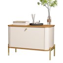 Ver imagem 1 de Mesa de Cabeceira Quarto Tucupí com 1 Porta e Pés de Metal Off White/nature/dourado