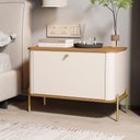 Ver imagem 2 de Mesa de Cabeceira Quarto Tucupí com 1 Porta e Pés de Metal Off White/nature/dourado