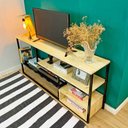 Ver imagem 2 de Rack de TV Style Industrial de Ferro e Madeira 1 Nicho Uno Natural e Preto