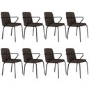 Ver imagem 1 de Kit 08 Cadeiras Estofada para Sala de Jantar com Braço Loft Preto C01 Bouclê Marrom - Lyam Decor