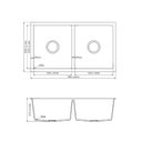 Ver imagem 3 de Cuba de Quartzo Dupla 780x450x200mm Preta com Sifao e Valvula (R)