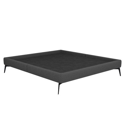 Cama Casal Queen 165cm Pés Metálicos Elisa S05 Linho Preto - Mpozenato
