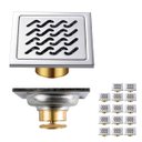 Ver imagem 1 de Ralo 10x10 Aço Inox Banheiro Kit 14 Uni Lavabo Anti Inseto Higienico Jardim Quintal Anti Corrosao Se