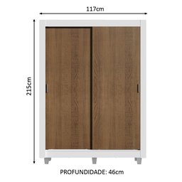Guarda-roupa Solteiro Madesa Denver 2 Portas de Correr com Pés - Branco/rustic - 4