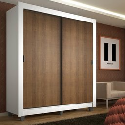 Guarda-roupa Solteiro Madesa Denver 2 Portas de Correr com Pés - Branco/rustic - 2