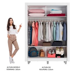 Guarda-roupa Solteiro Madesa Denver 2 Portas de Correr com Pés - Branco/rustic - 5