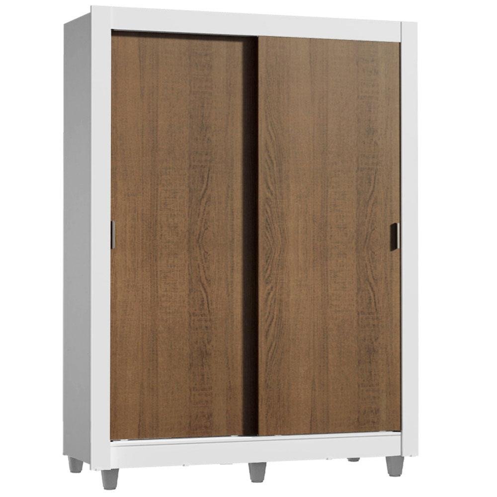 Guarda-roupa Solteiro Madesa Denver 2 Portas de Correr com Pés - Branco/rustic - 3