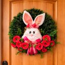 Ver imagem 3 de Guirlanda de Páscoa Decoração Cabeça de Coelho Arranjo 40cm