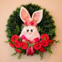 Ver imagem 2 de Guirlanda de Páscoa Decoração Cabeça de Coelho Arranjo 40cm