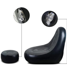 Poltrona Sofá e Puff Inflável Portátil Ultra Lounge Cor Cinza - 2