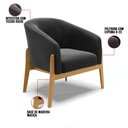 Ver imagem 5 de Kit 01 Poltrona e 01 Puff Stella Suede Preto Base Madeira Castanho - D’Rossi